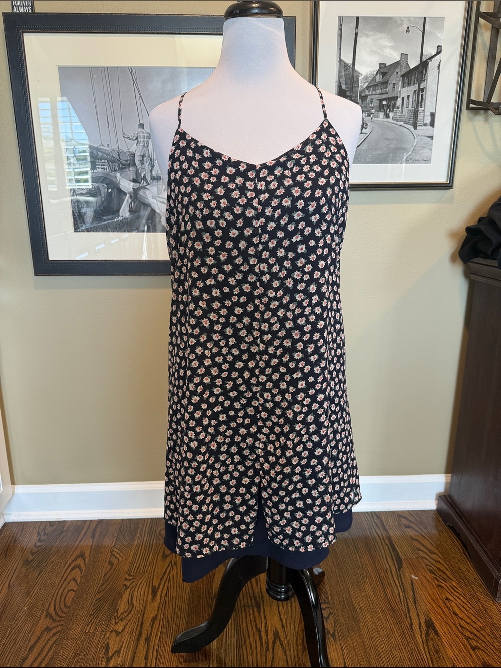 Lumiere Navy Mini Dress with Floral Print